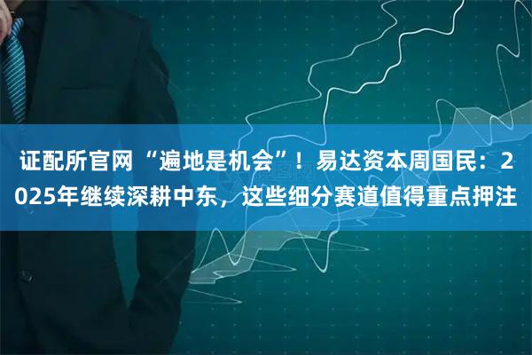 证配所官网 “遍地是机会”！易达资本周国民：2025年继续深耕中东，这些细分赛道值得重点押注